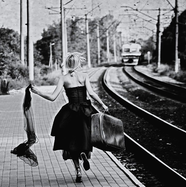 Femme Train Photo noir et blanc