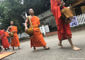 Cérémonie d'offrande aux monks Luang Prabang Laos Asie (à partir de 6h et jusqu'à 6h30)