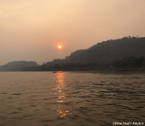 Coucher de soleil Mékong Luang Prabang Laos Asie