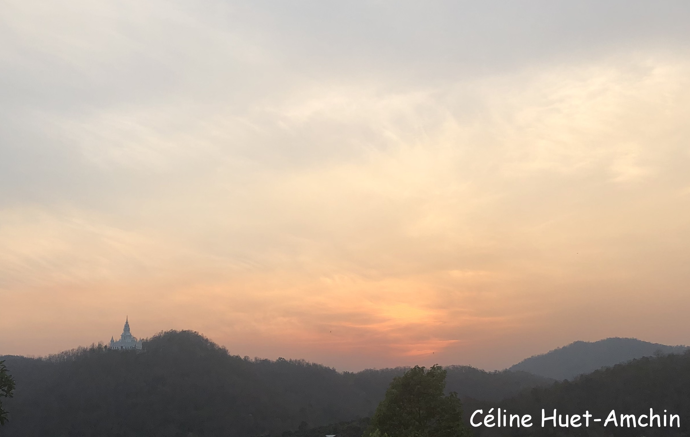 Coucher de soleil Pagode Wat Ban Pong Chiang Mai Hang Dong Thaïlande Asie